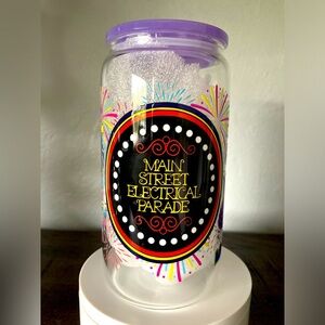 Hand Crafted Disney Main Street Electrical Parade Glass Tumbler.